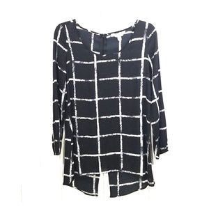 Decree black/white blouse long sleeve size XS